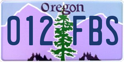 OR license plate 012FBS