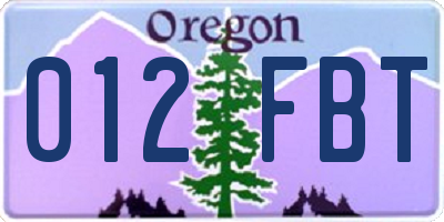 OR license plate 012FBT