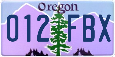 OR license plate 012FBX