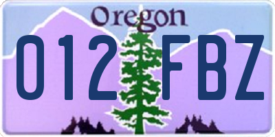 OR license plate 012FBZ