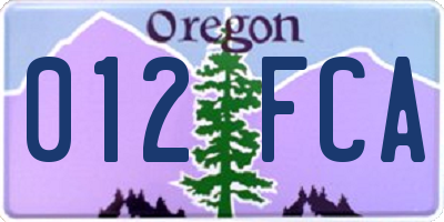 OR license plate 012FCA