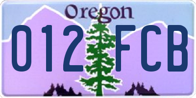 OR license plate 012FCB