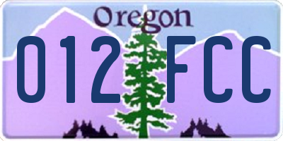 OR license plate 012FCC