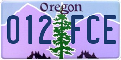 OR license plate 012FCE