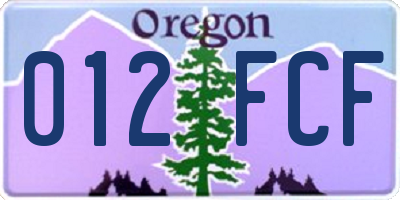 OR license plate 012FCF