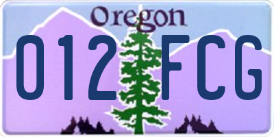 OR license plate 012FCG
