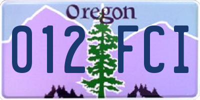 OR license plate 012FCI