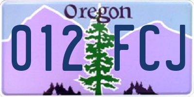 OR license plate 012FCJ