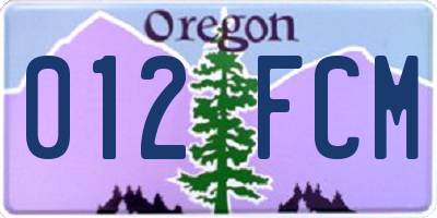 OR license plate 012FCM