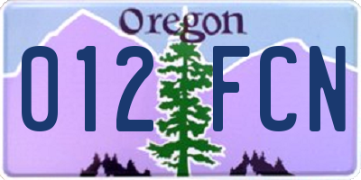 OR license plate 012FCN