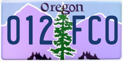 OR license plate 012FCO