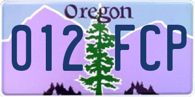 OR license plate 012FCP