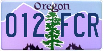 OR license plate 012FCR