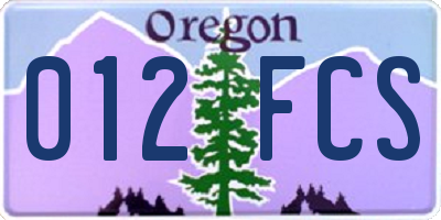 OR license plate 012FCS