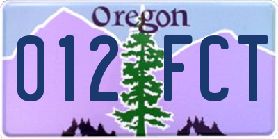 OR license plate 012FCT