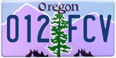 OR license plate 012FCV