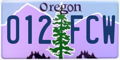 OR license plate 012FCW