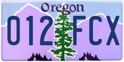 OR license plate 012FCX