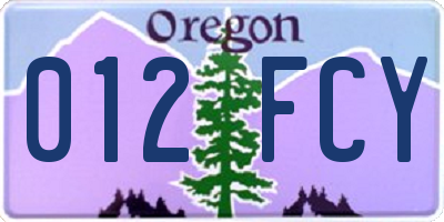 OR license plate 012FCY