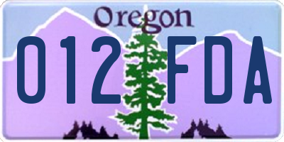 OR license plate 012FDA