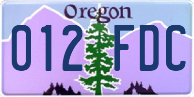 OR license plate 012FDC