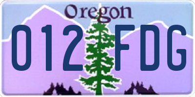OR license plate 012FDG