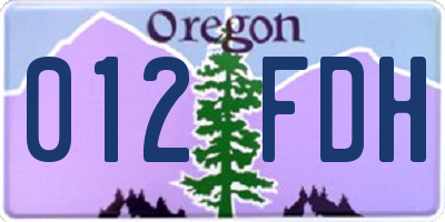 OR license plate 012FDH