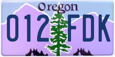 OR license plate 012FDK