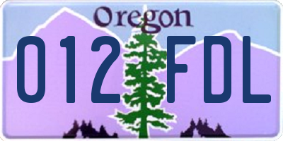 OR license plate 012FDL