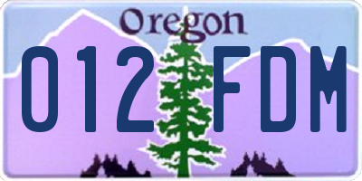 OR license plate 012FDM
