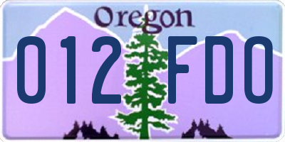 OR license plate 012FDO