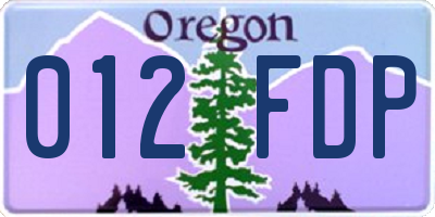 OR license plate 012FDP