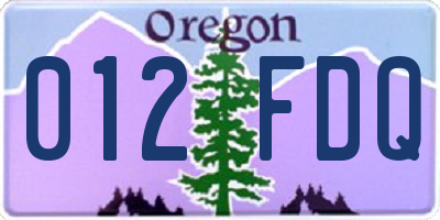 OR license plate 012FDQ