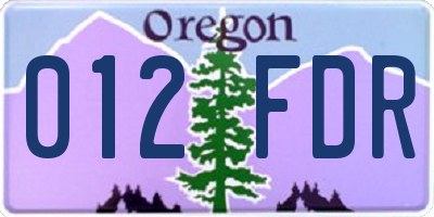 OR license plate 012FDR