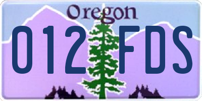OR license plate 012FDS