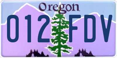 OR license plate 012FDV