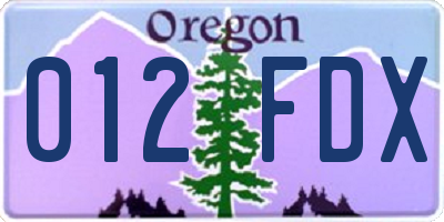 OR license plate 012FDX