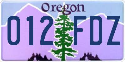 OR license plate 012FDZ