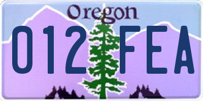 OR license plate 012FEA