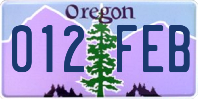 OR license plate 012FEB