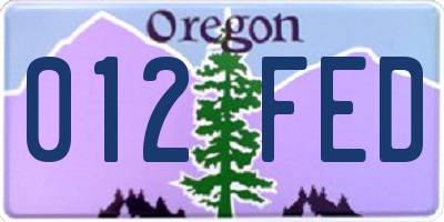 OR license plate 012FED