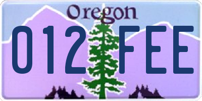 OR license plate 012FEE
