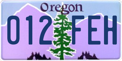 OR license plate 012FEH