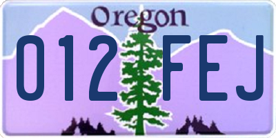 OR license plate 012FEJ