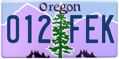 OR license plate 012FEK