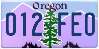 OR license plate 012FEO