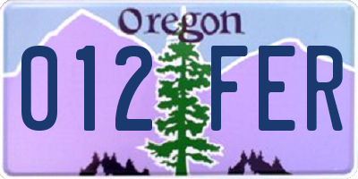 OR license plate 012FER