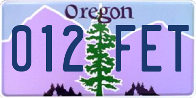 OR license plate 012FET