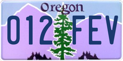 OR license plate 012FEV