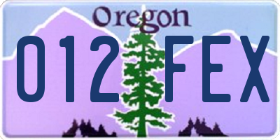 OR license plate 012FEX
